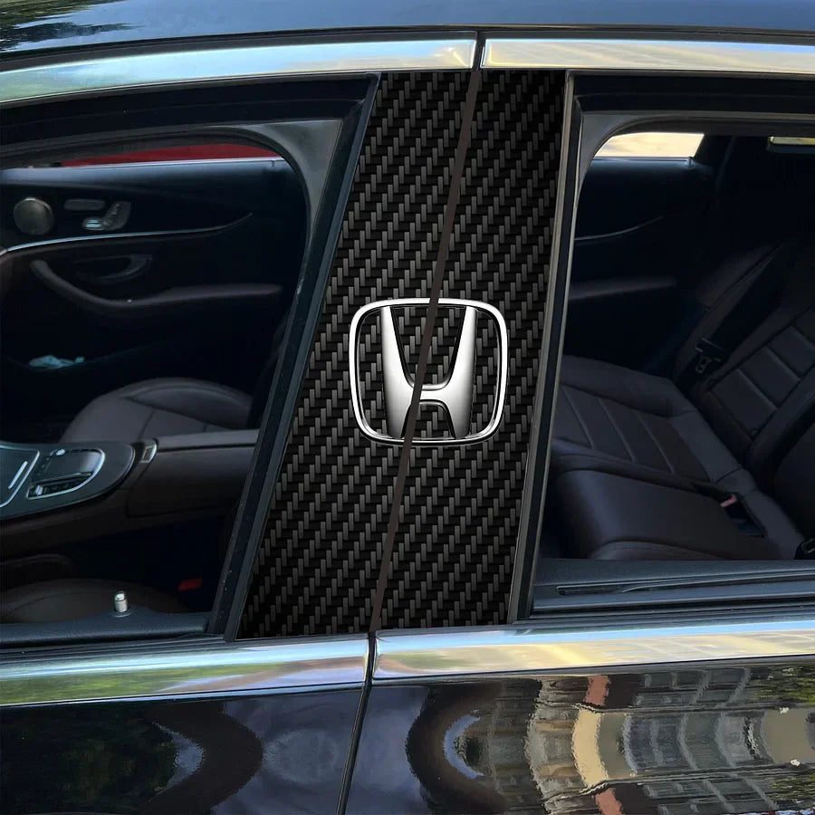 Carbon Fibre Car Center Column Protector(With Custom Car Logo)2pc | Easy Install