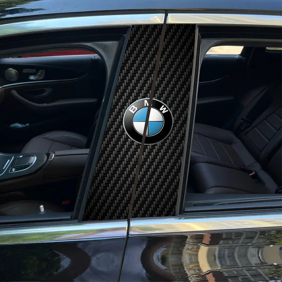 Carbon Fibre Car Center Column Protector(With Custom Car Logo)2pc | Easy Install