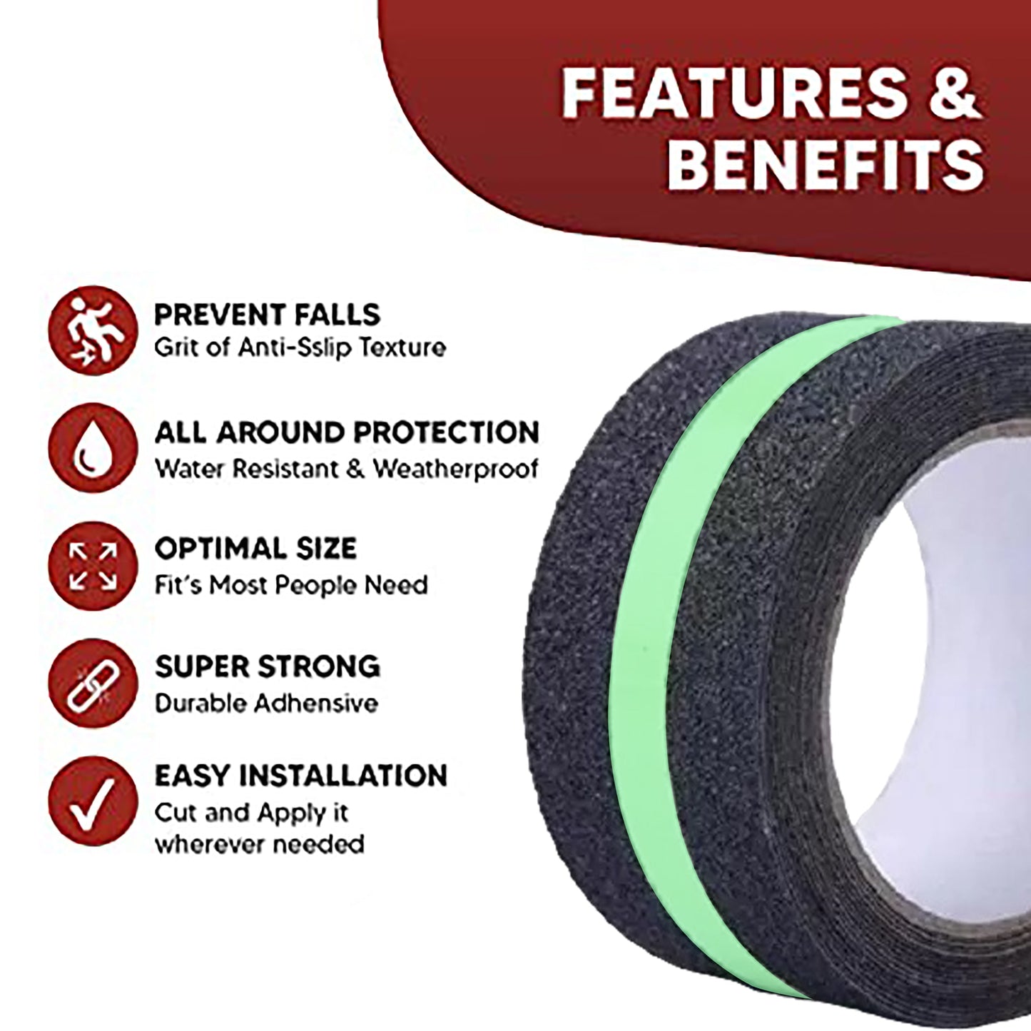 Anti Slip Neon Tape (5mtr X50mm), Fall Resistant with PET Frosted Material