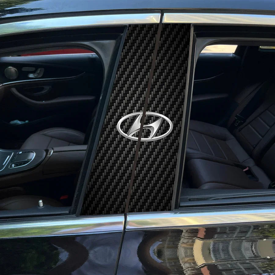 Carbon Fibre Car Center Column Protector(With Custom Car Logo)2pc | Easy Install