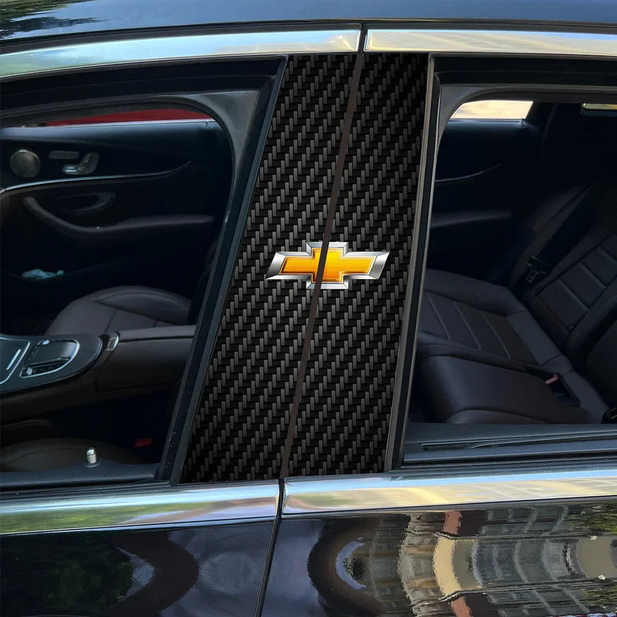 Carbon Fibre Car Center Column Protector(With Custom Car Logo)2pc | Easy Install