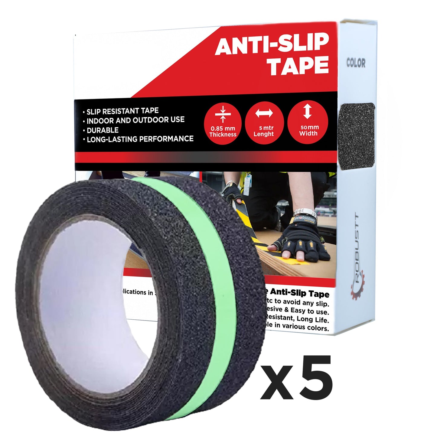 Anti Slip Neon Tape (5mtr X50mm), Fall Resistant with PET Frosted Material