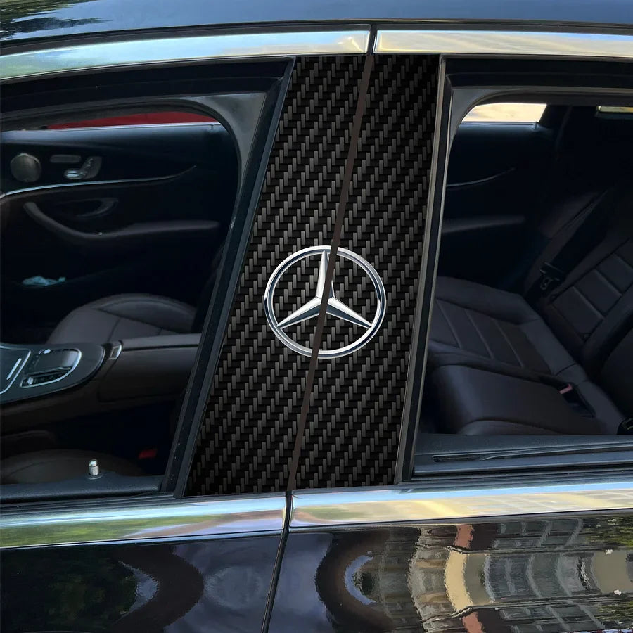 Carbon Fibre Car Center Column Protector(With Custom Car Logo)2pc | Easy Install