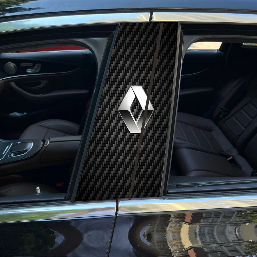 Carbon Fibre Car Center Column Protector(With Custom Car Logo)2pc | Easy Install