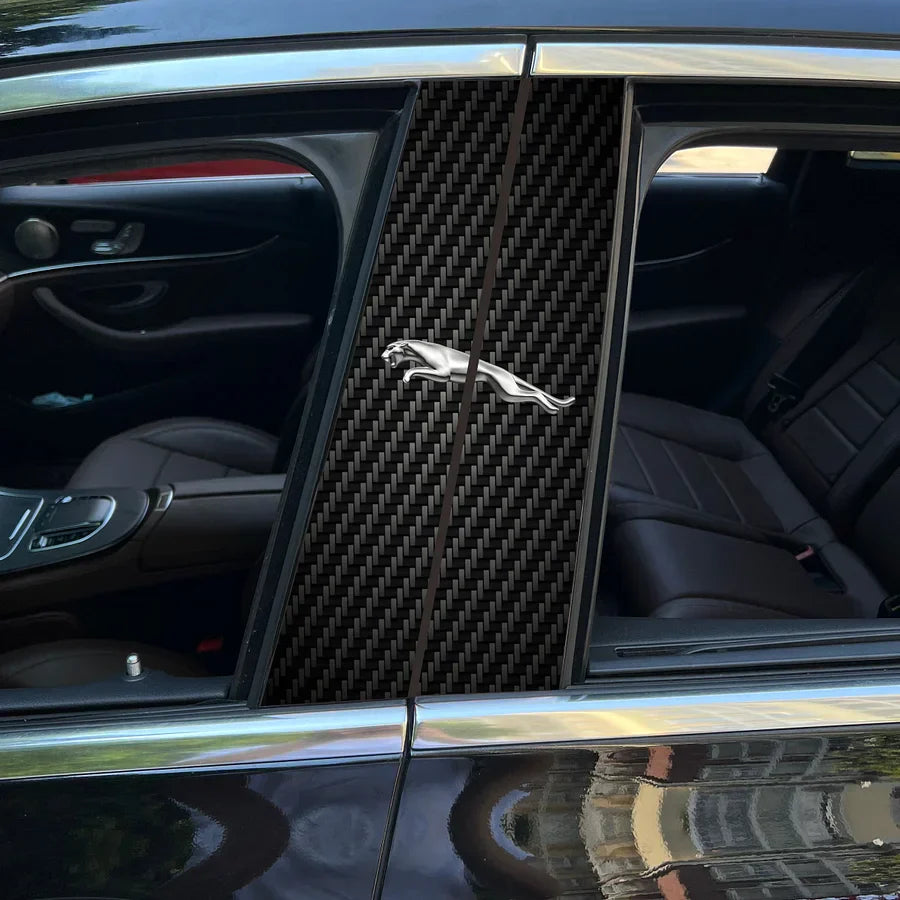 Carbon Fibre Car Center Column Protector(With Custom Car Logo)2pc | Easy Install