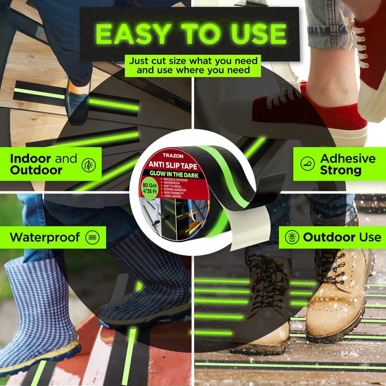 Anti Slip Tape Strong Grip | Waterproof | Glow-in-Dark