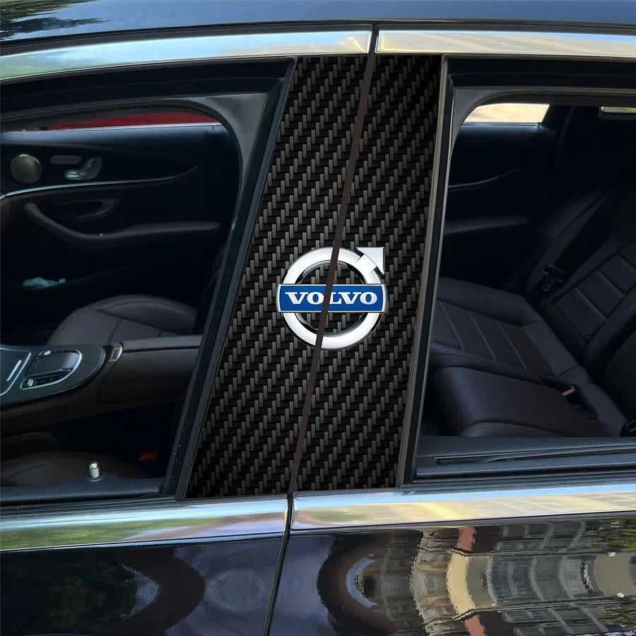 Carbon Fibre Car Center Column Protector(With Custom Car Logo)2pc | Easy Install