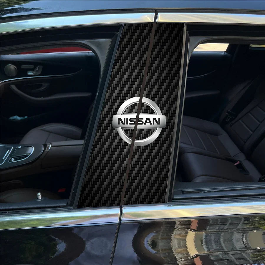 Carbon Fibre Car Center Column Protector(With Custom Car Logo)2pc | Easy Install
