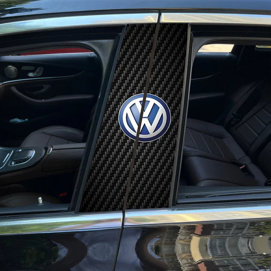 Carbon Fibre Car Center Column Protector(With Custom Car Logo)2pc | Easy Install