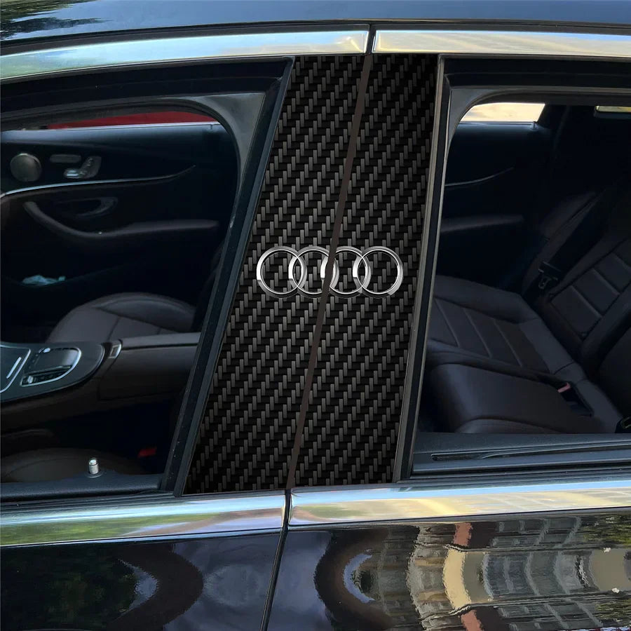 Carbon Fibre Car Center Column Protector(With Custom Car Logo)2pc | Easy Install