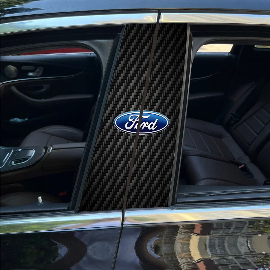 Carbon Fibre Car Center Column Protector(With Custom Car Logo)2pc | Easy Install