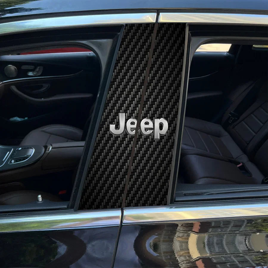 Carbon Fibre Car Center Column Protector(With Custom Car Logo)2pc | Easy Install