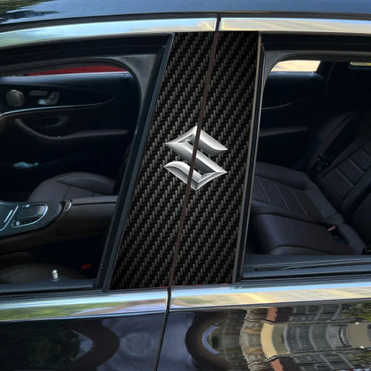 Carbon Fibre Car Center Column Protector（With Custom Car Logo）2pc | Easy Install
