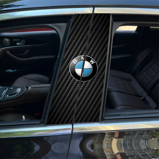 Carbon Fibre Car Center Column Protector（With Custom Car Logo）2pc | Easy Install