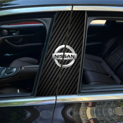 Carbon Fibre Car Center Column Protector（With Custom Car Logo）2pc | Easy Install