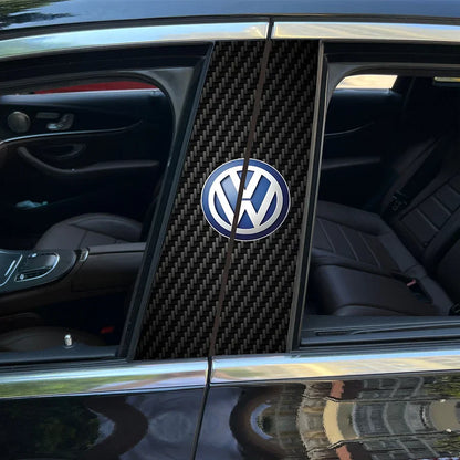Carbon Fibre Car Center Column Protector（With Custom Car Logo）2pc | Easy Install