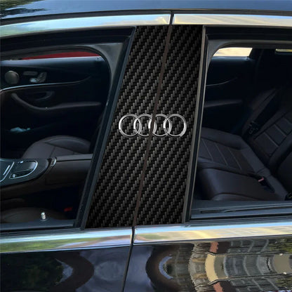 Carbon Fibre Car Center Column Protector（With Custom Car Logo）2pc | Easy Install