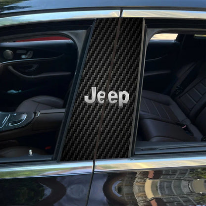 Carbon Fibre Car Center Column Protector（With Custom Car Logo）2pc | Easy Install